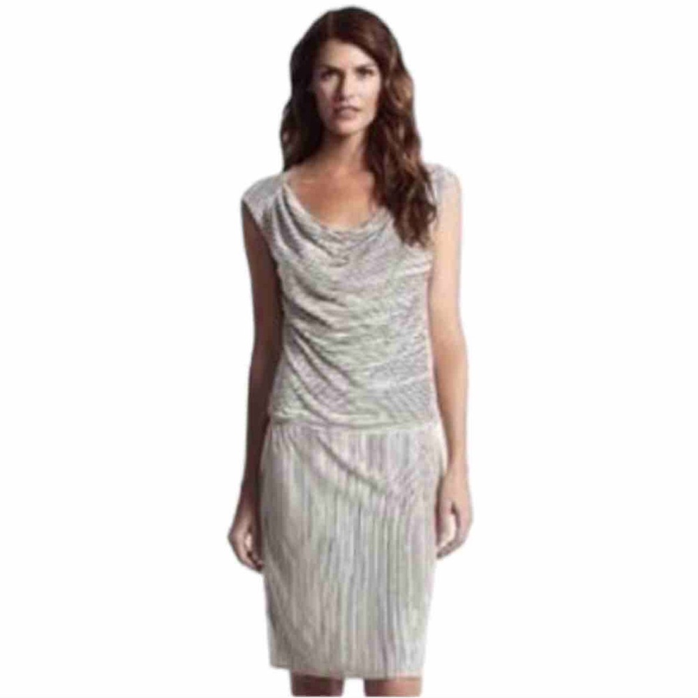 Derek Lam for Design Nation Rio Stripe Drop Waist Dress Cream Black Size XS